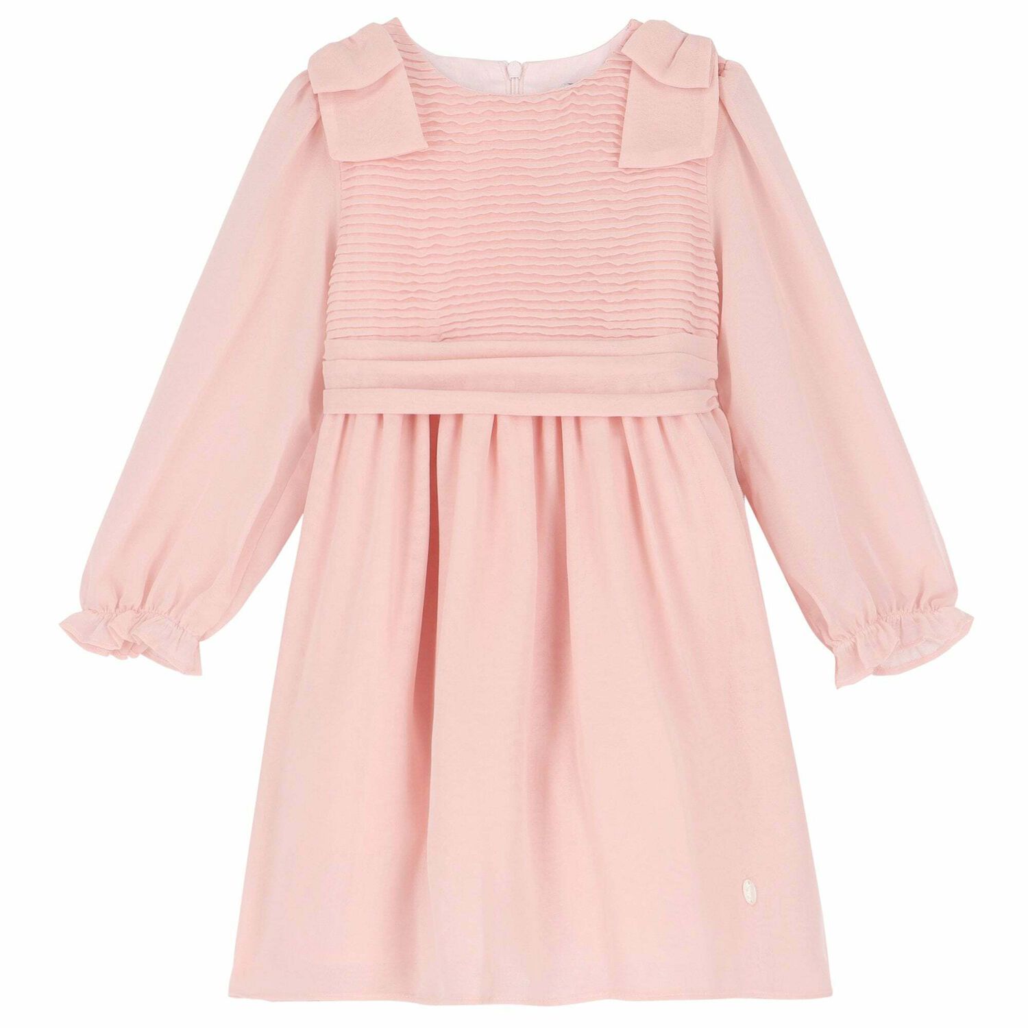 Younger Girls Pale Pink Chiffon Dress, 1, hi-res