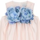Girls Pink & Blue Flower Satin Dress, 1, hi-res