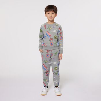 Boys Grey Logo Joggers