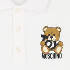 Boys White Teddy Bear Polo Shirt, 2, hi-res