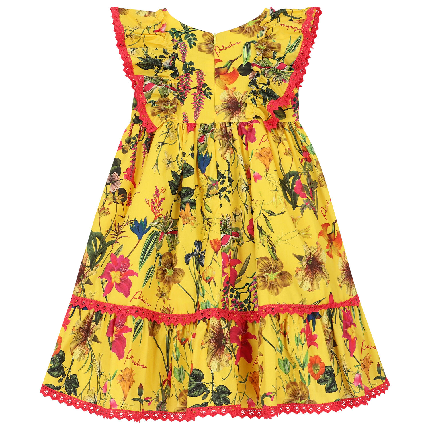 Girls Yellow Floral Dress, 1, hi-res