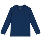 Boys Blue Logo Long Sleeve Top, 1, hi-res