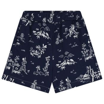 Boys Navy Blue Logo Shorts