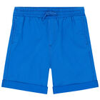 Boys Blue Logo Shorts, 1, hi-res