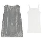 طقم فستان بنات باللون الذهبي والأبيض, 1, hi-res