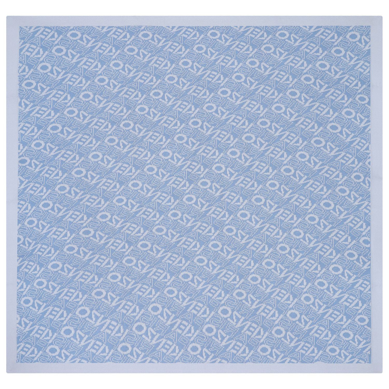 Blue Logo Knitted Baby Blanket, 1, hi-res