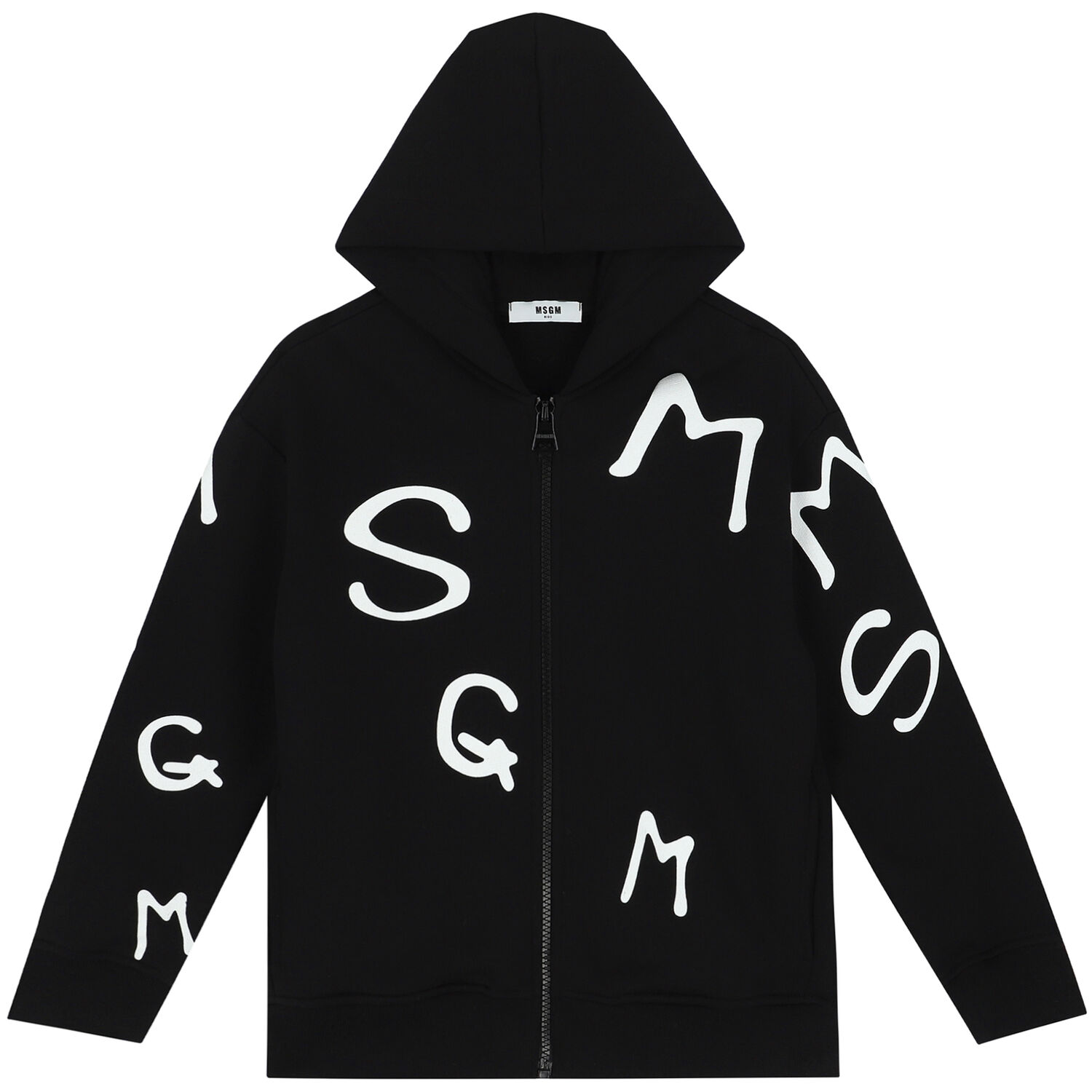 تيشيرت بسحاب بالشعار باللون الاسود للاولاد , 1, hi-res