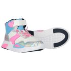 Girls White, Pink & Blue Logo Trainers, 1, hi-res
