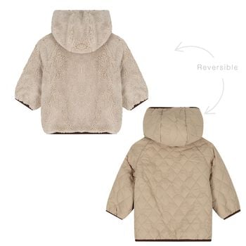 Younger Boys Beige Sherpa Reversible Jacket