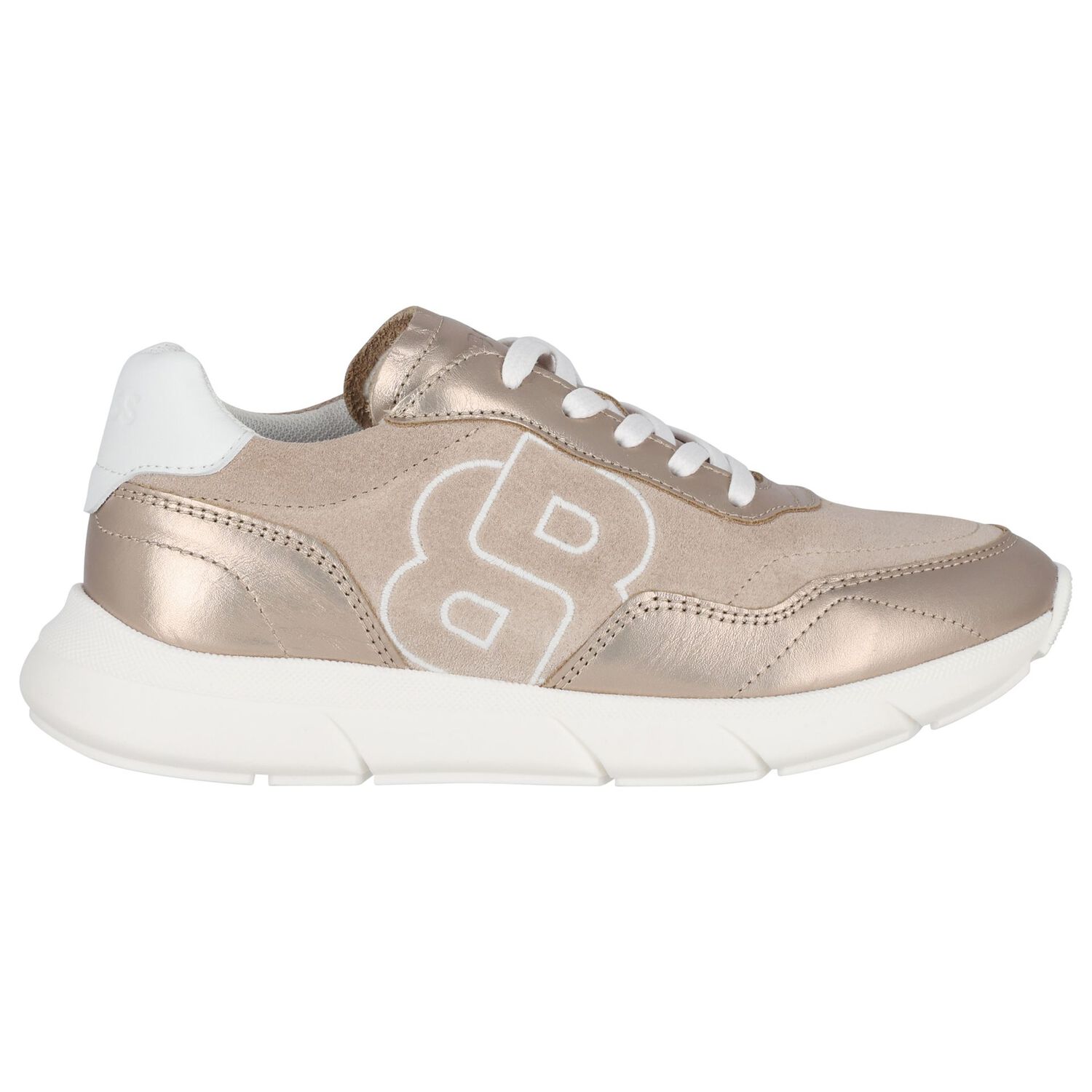 Girls Gold Logo Trainers, 1, hi-res