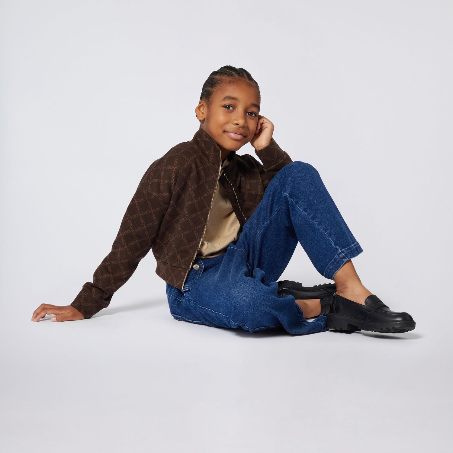 Girls Brown Logo Cardigan, 1, hi-res image number null