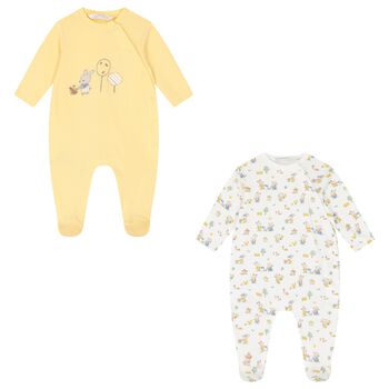 Ivory & Yellow Bunny Babygrows ( 2-Pack )