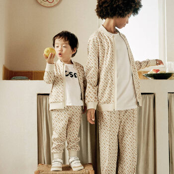 Younger Boys Beige Logo Tracksuit