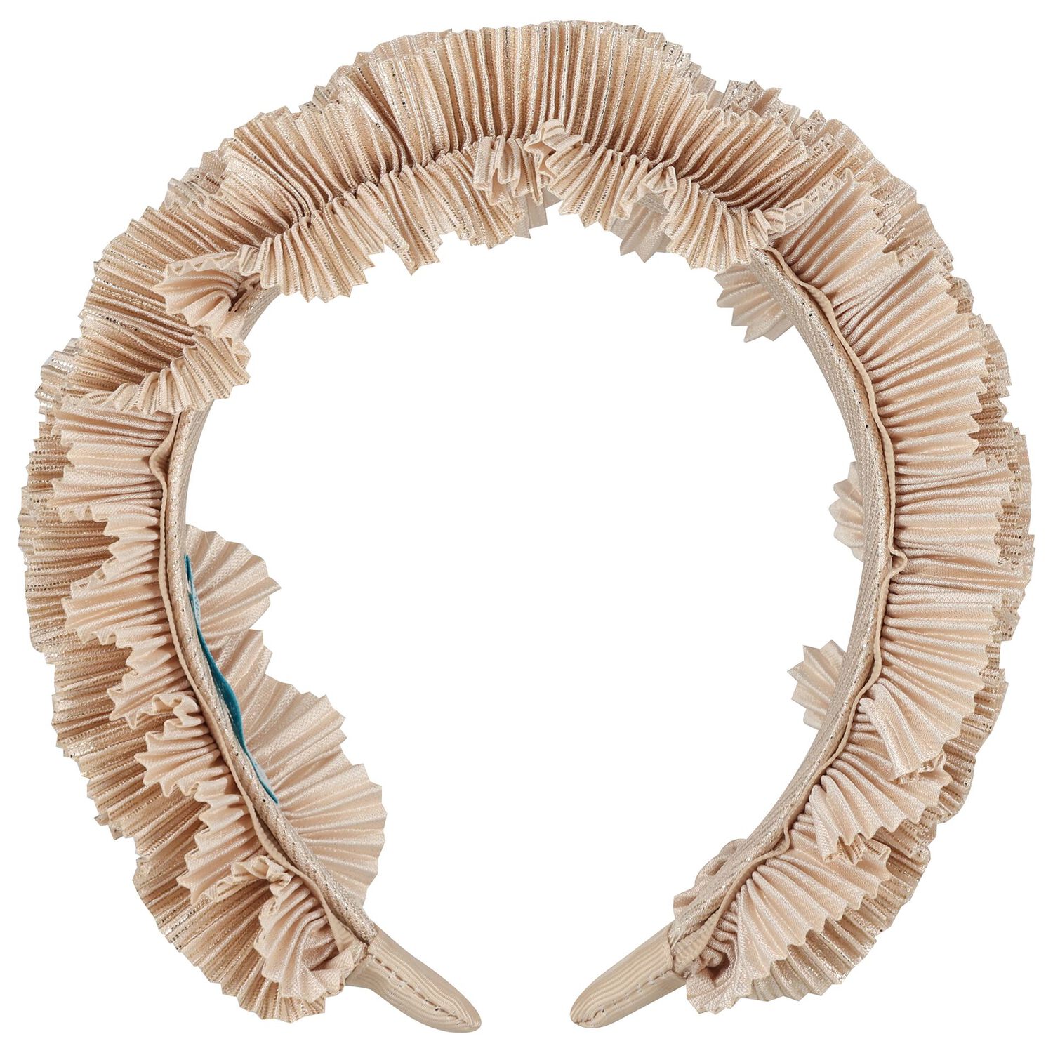 Girls Gold Pleated Ruffled Headband, 3, hi-res