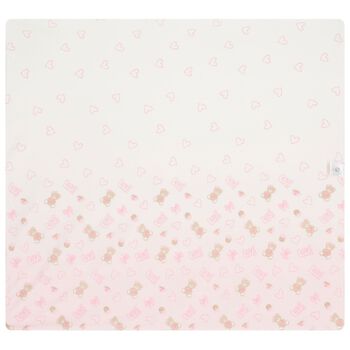 Baby Girls Ivory & Pink Teddy Bear Blanket
