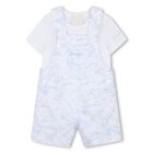 طقم دنغري أبيض وأزرق للأطفال الرضع من قماش توال دو جوي, 1, hi-res