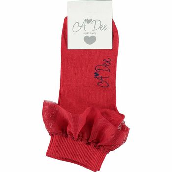 Girls Red Logo Socks