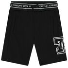 Boys Black Varsity Logo Shorts, 1, hi-res