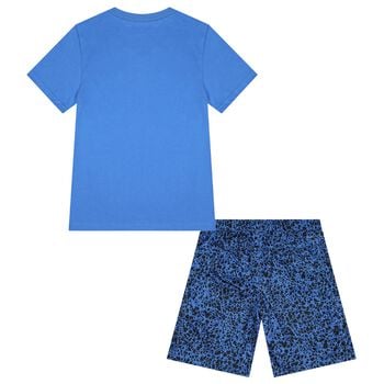Boys Blue & Black Logo Shorts Set