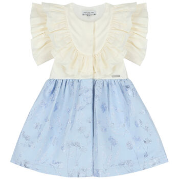 Girls Ivory & Blue Dandelion Dress