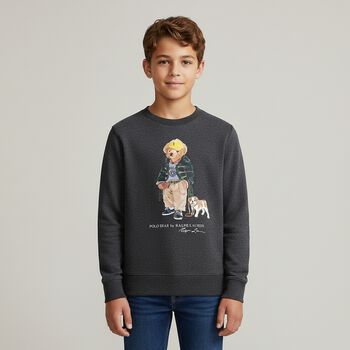 Boys Grey Polo Bear Logo Sweatshirt