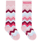 Girls Pink & Purple Logo Zigzag Socks, 2, hi-res