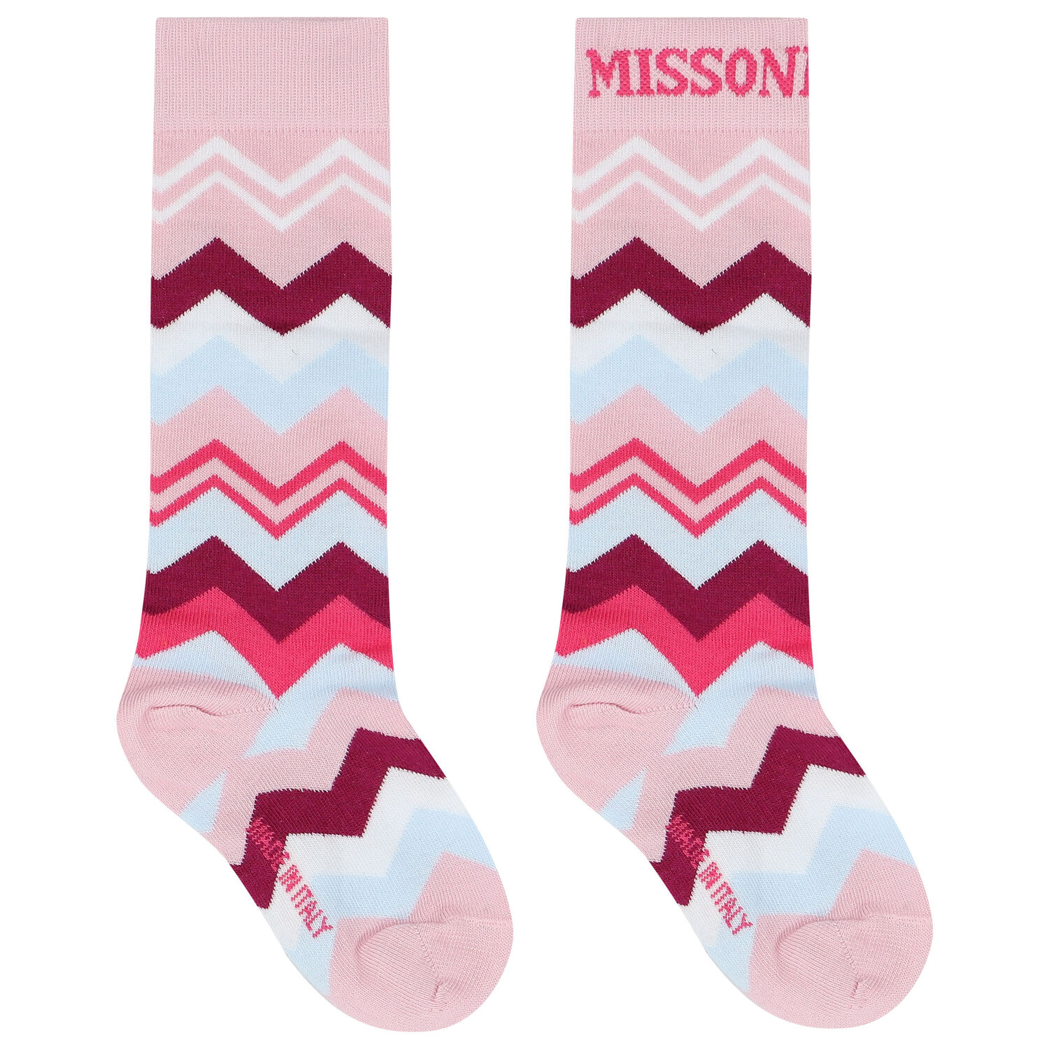 Girls Pink & Purple Logo Zigzag Socks, 2, hi-res