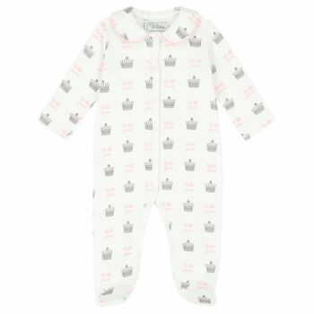 Baby Girls White & Pink Babygrow