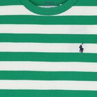 Boys White & Green Striped Logo T-Shirt, 1, hi-res