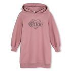 Girls Pink Heart Logo Hooded Dress, 2, hi-res