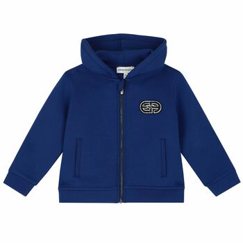 Younger Boys Blue Logo Zip Up Top