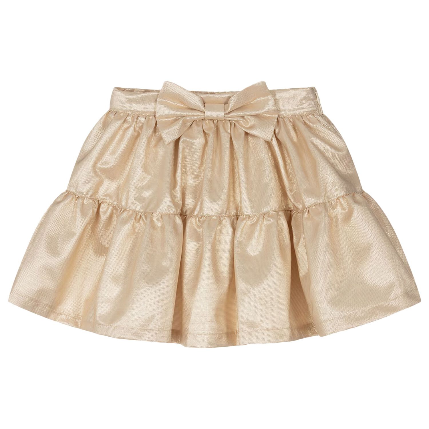 Girls White & Gold Ruffle Skirt Set, 1, hi-res