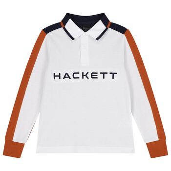 Boys White & Navy Blue Long Sleeve Top