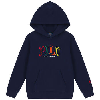 Boys Navy Blue Logo Hooded Top