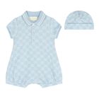Baby Boys Blue GG Logo Romper Gift Set, 1, hi-res