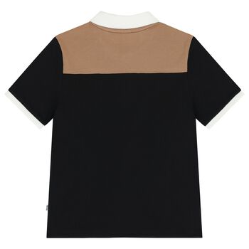 قميص بولو أسود بشعار للأولاد