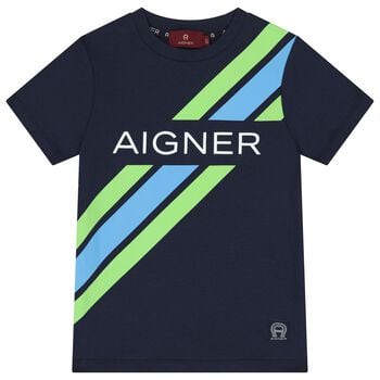 Boys Navy Blue Logo T-Shirt