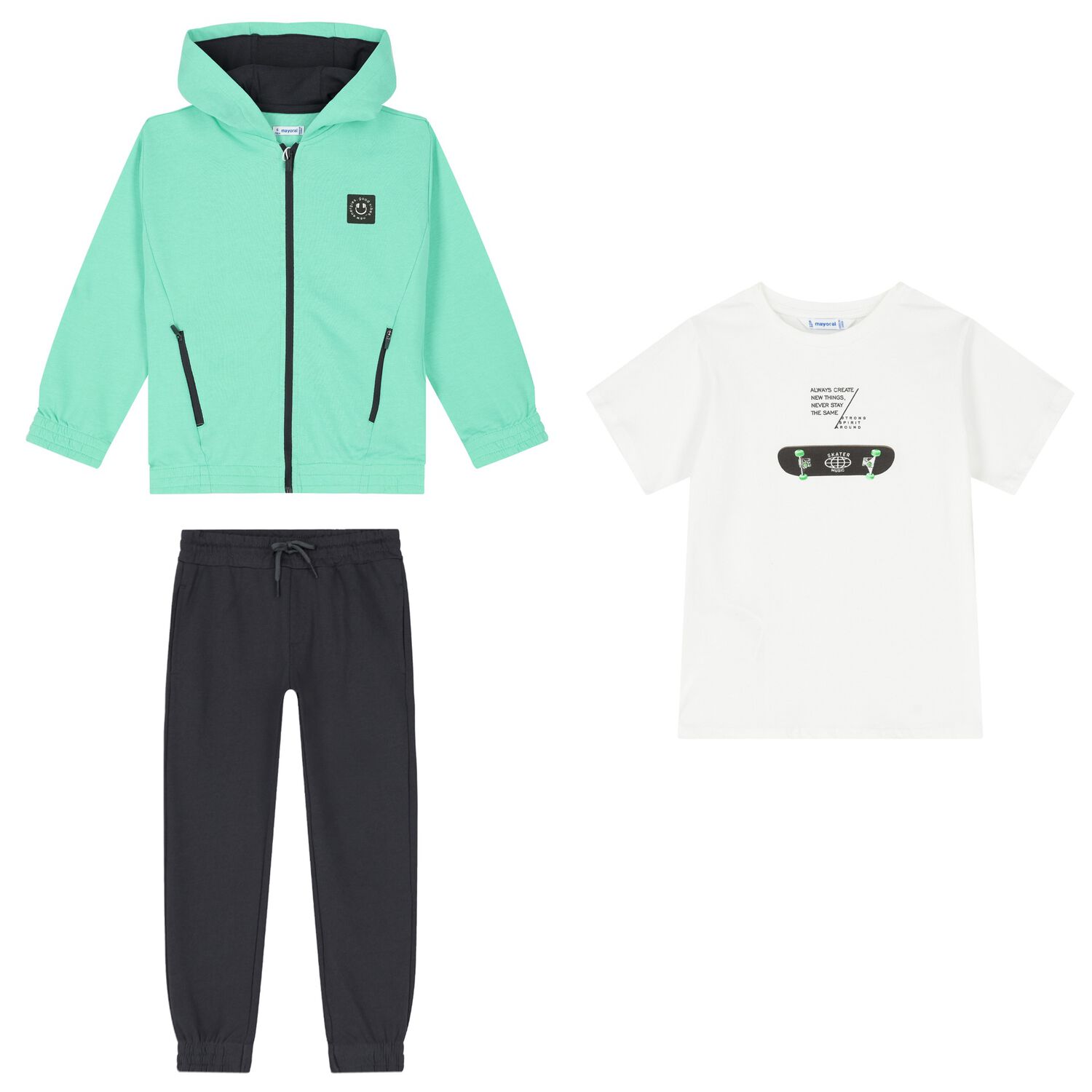 Boys Green & White Tracksuit Set, 2, hi-res image number null