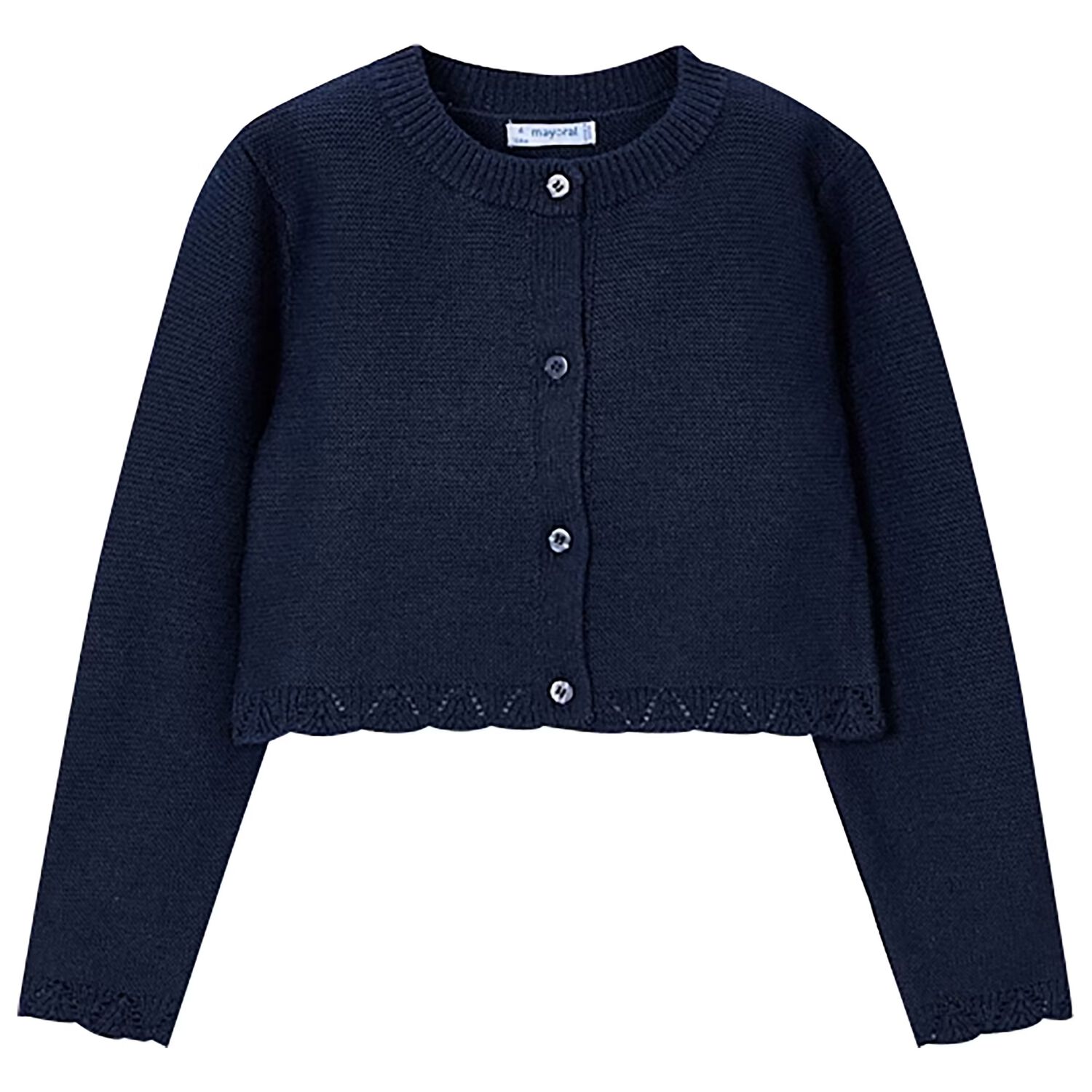 Girls Navy Blue Knitted Cardigan, 4, hi-res