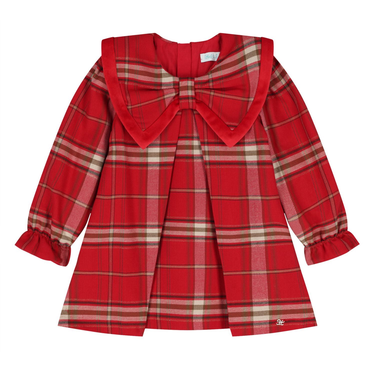 Younger Girls Red Tartan Dress, 1, hi-res