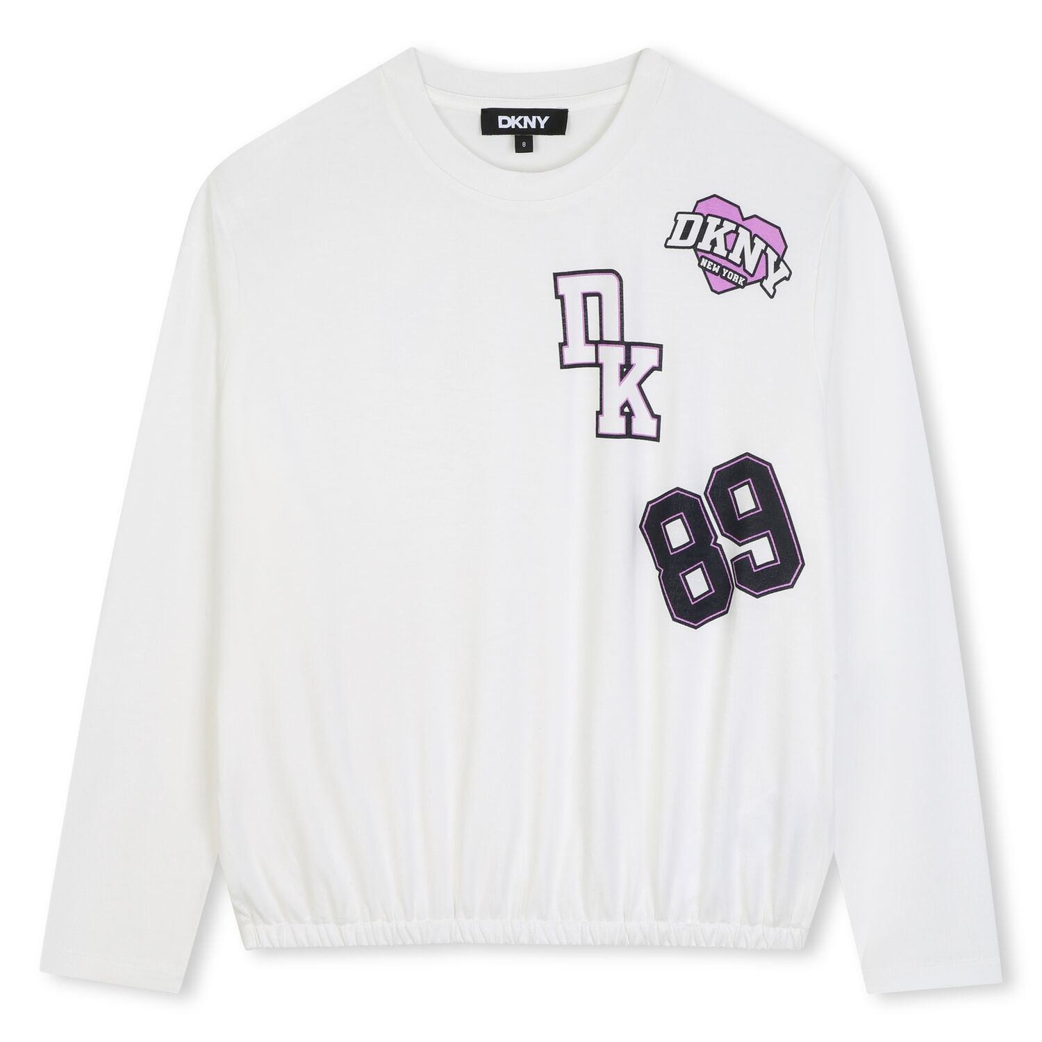 Girls Ivory Logo Long Sleeve Top, 1, hi-res