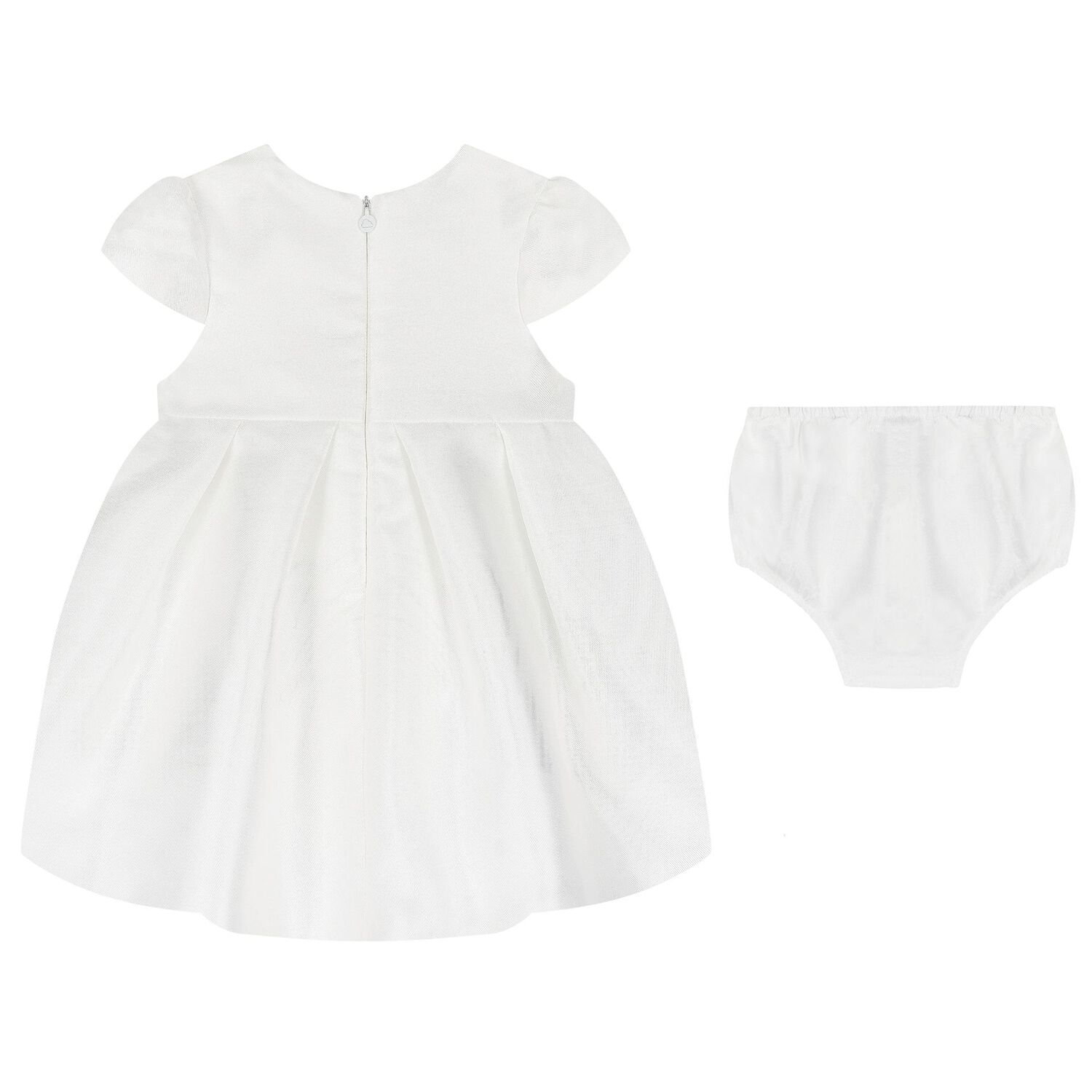 Baby Girls White Flower Satin Dress Set, 1, hi-res image number null