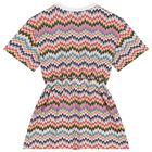 Girls Pink Multi-Coloured Zigzag Dress, 1, hi-res