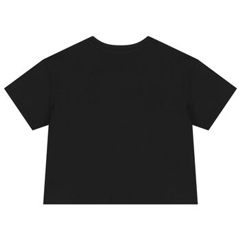 تي شيرت بنات مزين بشعار ترتر باللون الأسود