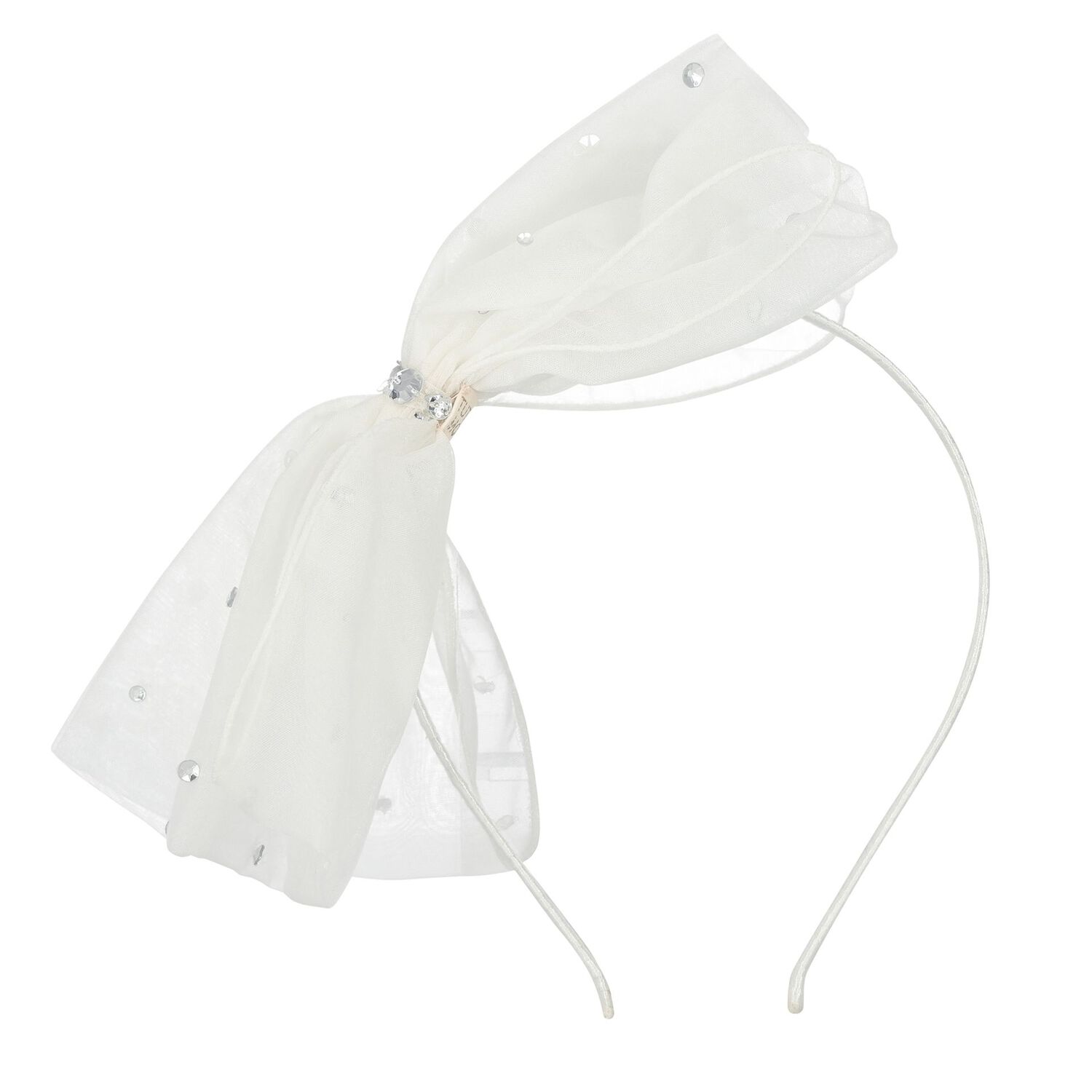 Girls Ivory Bow Headband, 2, hi-res