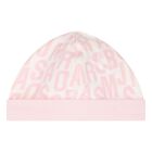 طقم بنات هدايا أفرول بالشعار باللون العاجي والوردي, 1, hi-res