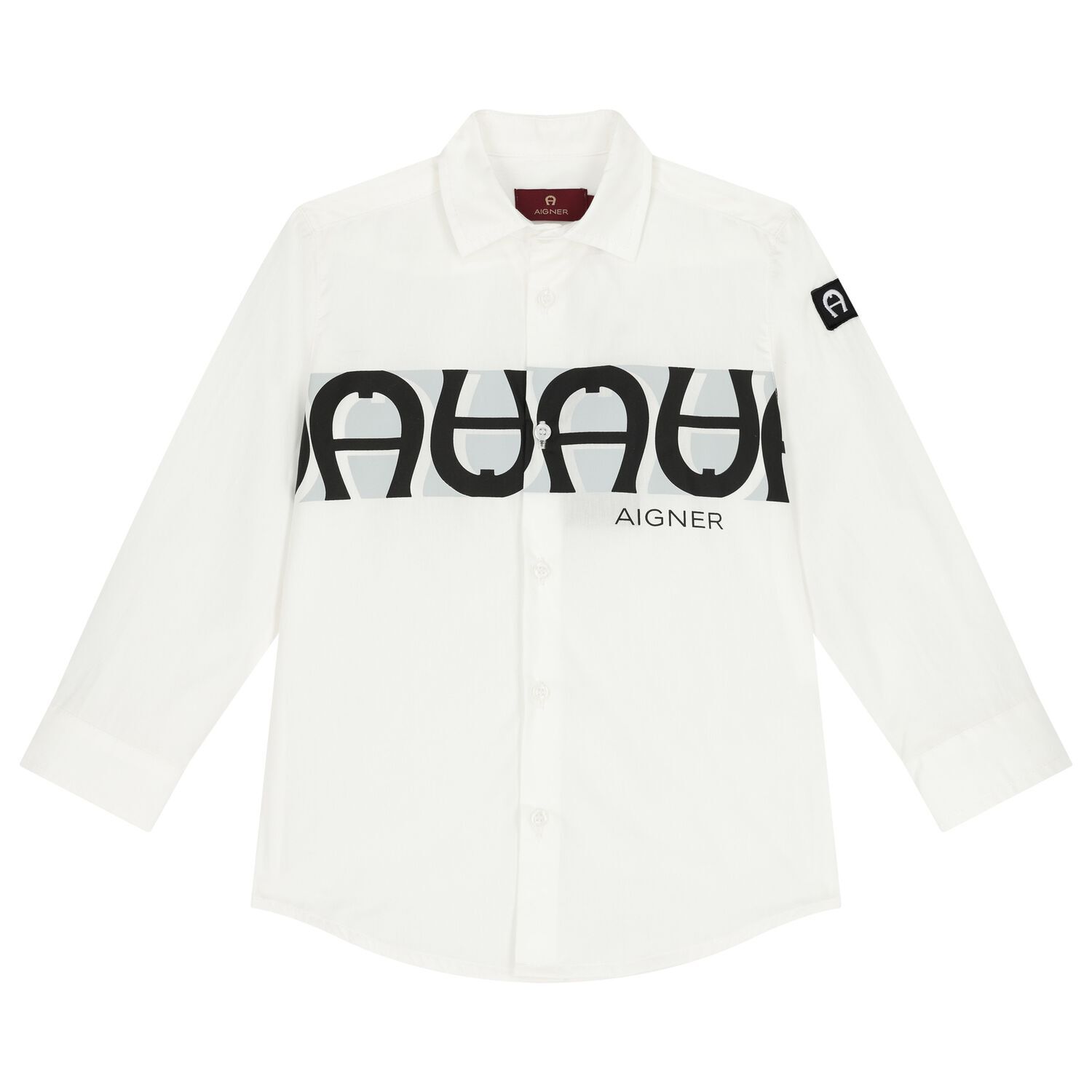 Boys White Logo Shirt, 1, hi-res