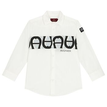 Aigner Boys White Logo Shirt, 1 Boys White Logo Shirt