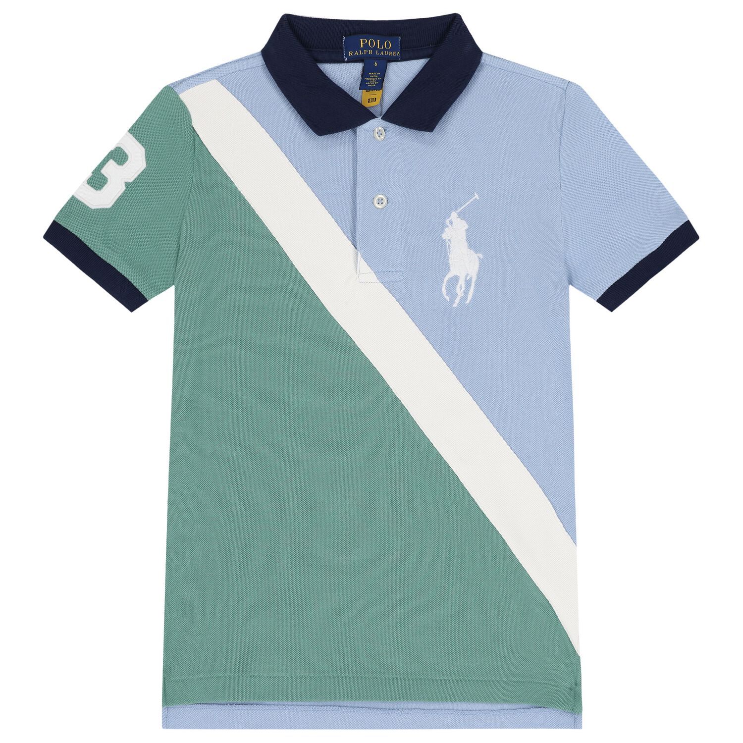 Boys Blue & Green Logo Polo Shirt, 1, hi-res image number null