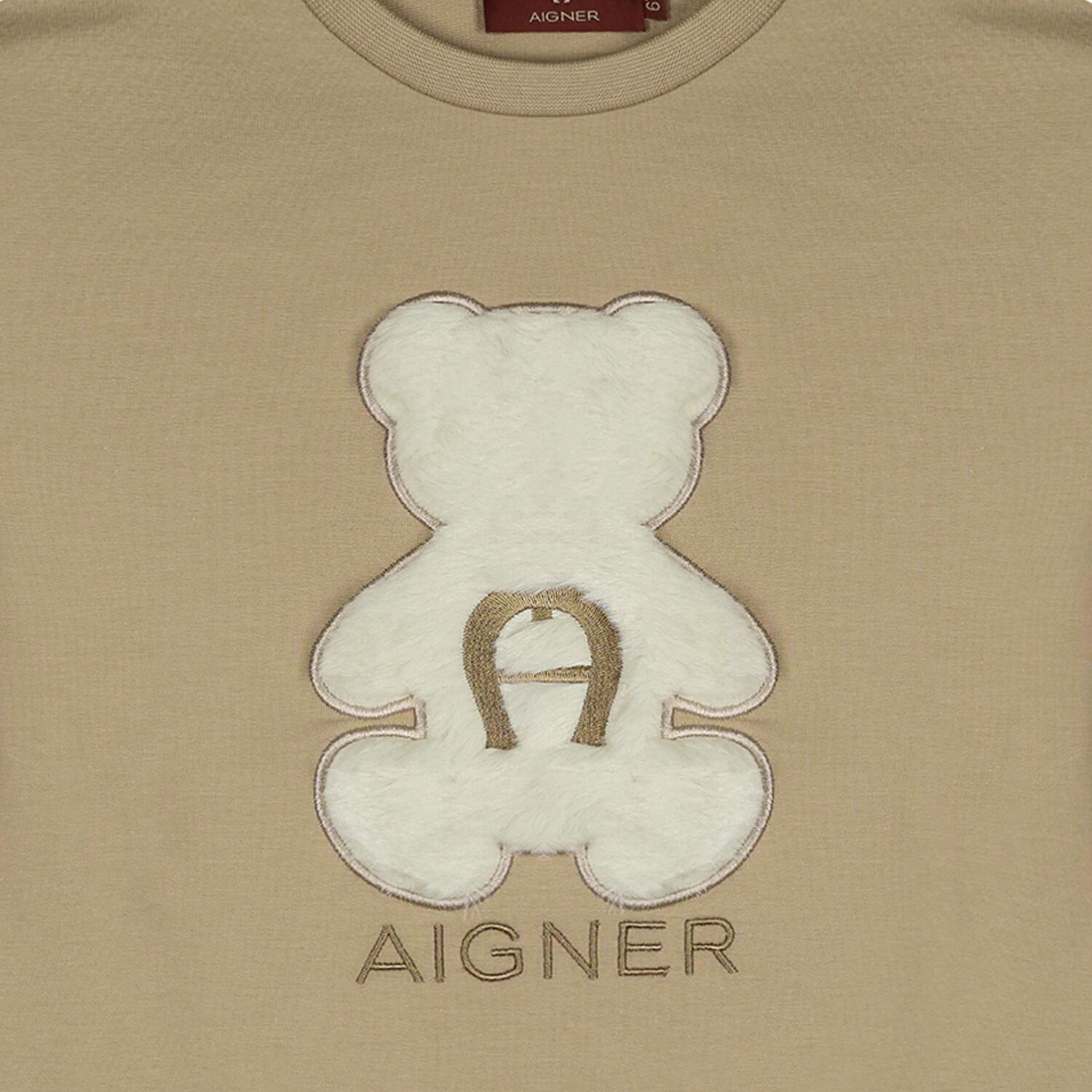 Girls Beige Faux Fur Teddy Bear Sweatshirt, 3, hi-res